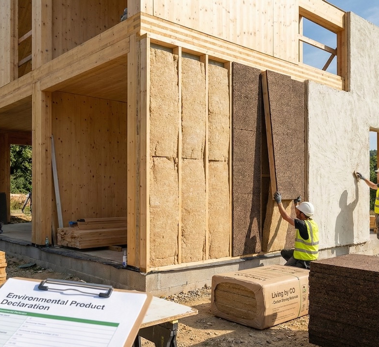 Bio-based modular construction materials used at Cerro Mouro — breathable, non-toxic, low-VOC eco building system