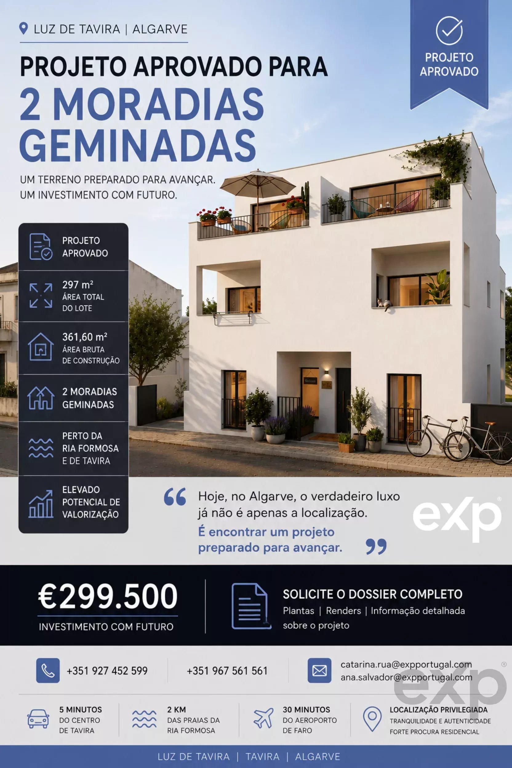 Urban Lot with Approved Project for 2 Semi-detached Houses | Luz de Tavira