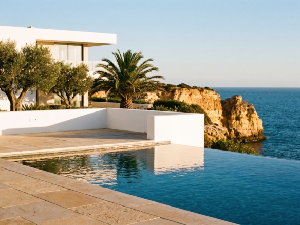 Contemporary clifftop villa with an infinity pool overlooking the Atlantic in the Western Algarve