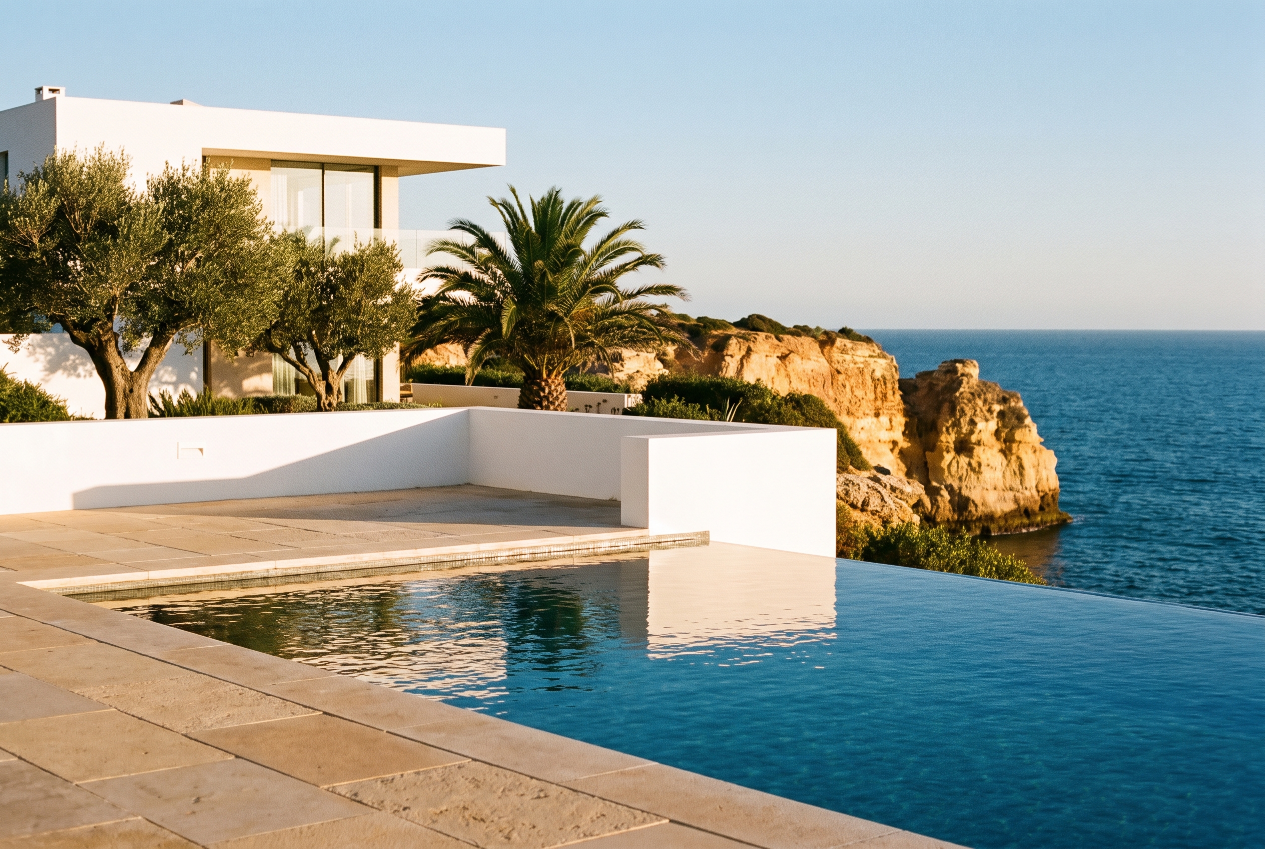 Contemporary clifftop villa with an infinity pool overlooking the Atlantic in the Western Algarve